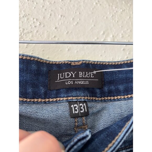 Judy Blue Womens Boyfriend Fit Distressed Button-Fly Jeans Size 13/31 Mid Wash - Picture 5 of 12